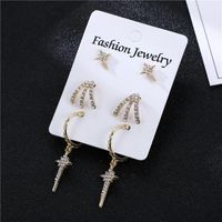Hot Sale Diamond Cross Paw Earrings Accessories Wholesale main image 3