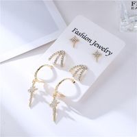 Hot Sale Diamond Cross Paw Earrings Accessories Wholesale main image 6