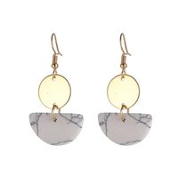 Jewelry Trend Semicircle Tricolor Turquoise Disc Geometric Earrings main image 4