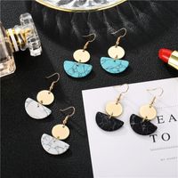 Jewelry Trend Semicircle Tricolor Turquoise Disc Geometric Earrings main image 5