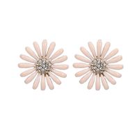 Korean Fresh And Sweet Resin Flower Pink Diamond Combination Earrings Accessories Women&#39;s Wholesale main image 1