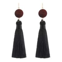 Retro Trendy Long Black Fringe Wood Earrings Wholesale Jewelry Women main image 2