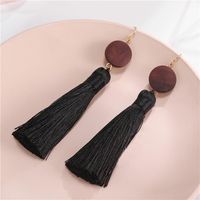 Retro Trendy Long Black Fringe Wood Earrings Wholesale Jewelry Women main image 3