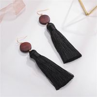 Retro Trendy Long Black Fringe Wood Earrings Wholesale Jewelry Women main image 4