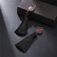 Retro Trendy Long Black Fringe Wood Earrings Wholesale Jewelry Women main image 5