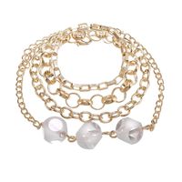 Europe Et En Amérique Croix Frontière Hot Creative Personnalité Blanc Géométrique Boule De Cristal Bracelet De Mode Multi-couche Alliage Chaîne Bracelet main image 2