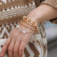 Hot Selling Creative White Geometric Ball Crystal Bracelet Fashion Multilayer Alloy Chain Bracelet main image 3