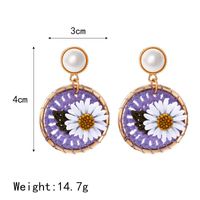 New Daisy Flower Round Earrings Female Fashion Cotton Braided Sweet Pearl Earrings main image 3