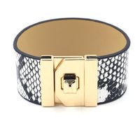 Fashionable New Leopard Pu Wide Leather Bracelet Female Bracelet Leather Exaggerated Metal Bracelet sku image 4