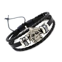 Wholesale Fashion Skull Multi-layer Leather Bracelet Handmade Beaded Bracelet Male Punk Hip-hop Bracelet sku image 1