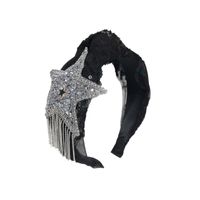 Lace Knotted Twisted Stars Tassel Broad-edged Hair Hoop Headband Hair Press For Women main image 6