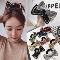 Japanisches Und Koreanisches Trend Iges Netz Rot Mit Der Gleichen Art Von Bowknot Haars Chleim, Goldener Samt Haars Chleim, Goldenes Gummiband, Weibliches Hochela Ndes Haars Eil main image 2