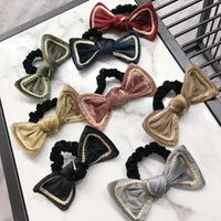 Korean Gold Velvet Fabric Phnom Penh Big Bow High Elastic Hair Rope Hair Band Rubber Band Women main image 4