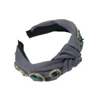 Baroque Headband Retro Heavy Emerald Emerald Knit Knotted Wide Side Headband main image 6