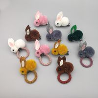 Korean Version Of The Cute Cute Three-dimensional Small Rabbit Plush Rabbit Ear Hair Clip Autumn And Winter Hair Ring Female Head Rope Child Hair Accessories main image 3