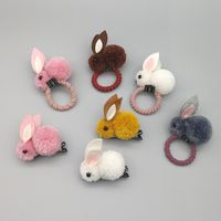 Korean Version Of The Cute Cute Three-dimensional Small Rabbit Plush Rabbit Ear Hair Clip Autumn And Winter Hair Ring Female Head Rope Child Hair Accessories main image 5
