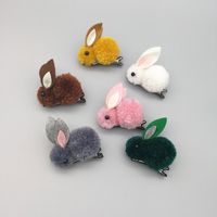 Korean Version Of The Cute Cute Three-dimensional Small Rabbit Plush Rabbit Ear Hair Clip Autumn And Winter Hair Ring Female Head Rope Child Hair Accessories main image 6