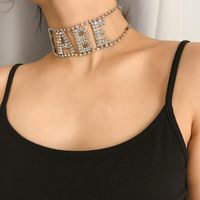Fashionable New Exaggerated Flash Diamond Item With Diamond Letters Babe Necklace main image 4
