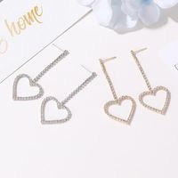 Korean New Style Diamond Heart Earrings Fashion Simple Hollow Hollow Tassel Long Earrings Women main image 3