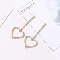 Korean New Style Diamond Heart Earrings Fashion Simple Hollow Hollow Tassel Long Earrings Women main image 4