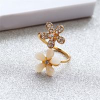 Neuer Opal Blumen Öffnungs Ring Großhandel Koreanische Version Des Mikro Diamanten Fünf-blatt-blumen Ring Koreanischer Beliebter Schmuck main image 5