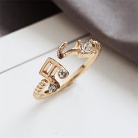 Corea Creativo Rhinestone Nota Hilo Apertura Anillo Ajustable Al Por Mayor main image 1