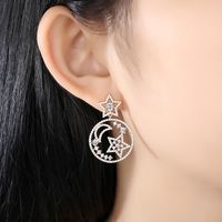 Fashion Korean Sweet Lady Xingyue Earrings Hollow Copper Inlaid Zirconium Stud Earrings main image 3
