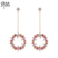 Korean Fashion Simple New Zircon Earrings Sweet Tassel Gold Plated Earrings Wholesale main image 1