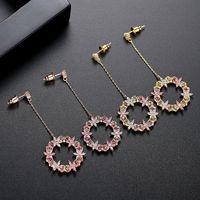 Korean Fashion Simple New Zircon Earrings Sweet Tassel Gold Plated Earrings Wholesale main image 4