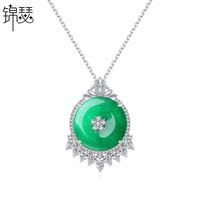 Korean Fashion New Banquet For Women Necklace Copper Inlaid Zircon Green Chalcedony Necklace main image 1