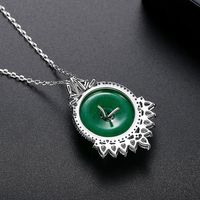 Korean Fashion New Banquet For Women Necklace Copper Inlaid Zircon Green Chalcedony Necklace main image 4