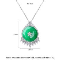 Korean Fashion New Banquet For Women Necklace Copper Inlaid Zircon Green Chalcedony Necklace main image 6