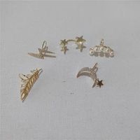 Korean Fashion Exquisite Pierced Ear Bone Clip Pearl Earrings Pentagram Star Moon Leaf Ear Clip main image 5