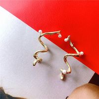 Fashion Exaggerated Delicate Golden Spiral Solid Line Earrings main image 5