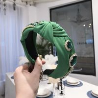 Baroque Headband Retro Heavy Emerald Emerald Knit Knotted Wide Side Headband sku image 2