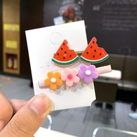 The New Fashion Fruit Side Clip Color Word Clip Girl Bangs Clip Small Flower Clip Headdress sku image 1