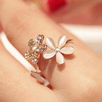 Neuer Opal Blumen Öffnungs Ring Großhandel Koreanische Version Des Mikro Diamanten Fünf-blatt-blumen Ring Koreanischer Beliebter Schmuck sku image 1