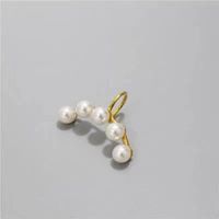 Korean Fashion Exquisite Pierced Ear Bone Clip Pearl Earrings Pentagram Star Moon Leaf Ear Clip sku image 1
