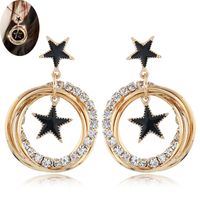 Fashion Metal Flash Diamond Simple Five-pointed Star Multi-circle Earrings main image 1