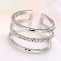 Korean Fashion Intarsien Zirkon Offenen Ring main image 1