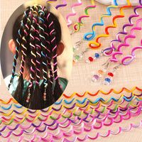 Candy-colored Princess Korean Spiral Hair Weaving Device Rainbow Hair Accessories Headdress Beaded Curly Hair Stick main image 2