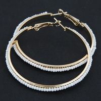Fashion Jewelry Metal Simple Beaded Large Circle Earrings main image 7