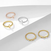 Fashion Women&#39;s Jewelry Sets New Simple Retro Tricolor Diamond Ring With 5 Rings main image 3