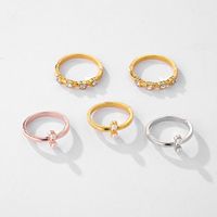 Fashion Women&#39;s Jewelry Sets New Simple Retro Tricolor Diamond Ring With 5 Rings main image 5