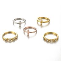 Fashion Women&#39;s Jewelry Sets New Simple Retro Tricolor Diamond Ring With 5 Rings main image 6