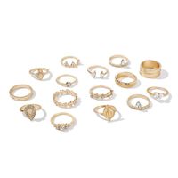 New Jewelry Diamond Flower Ring Set Of 15 Carved Open Joint Ring Set main image 6