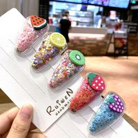 Korea Color Quicksand Transparent Child Fruit Hair Clip Pvc Side Clip Baby Bb Clip Side Clip Set main image 1