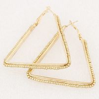 Fashion Jewelry Metallic Simple Beaded Triangle Earrings main image 3