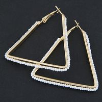 Fashion Jewelry Metallic Simple Beaded Triangle Earrings main image 7