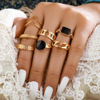 New Hollow Carved Ring Set Of 7 Retro Joint Ring Set sku image 9
